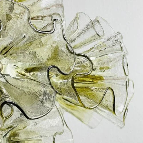 Murano Glass Ruffle Chandelier | Handcrafted Italian Pendant Light | Vintage Inspired Fixture for Dining or Lounge