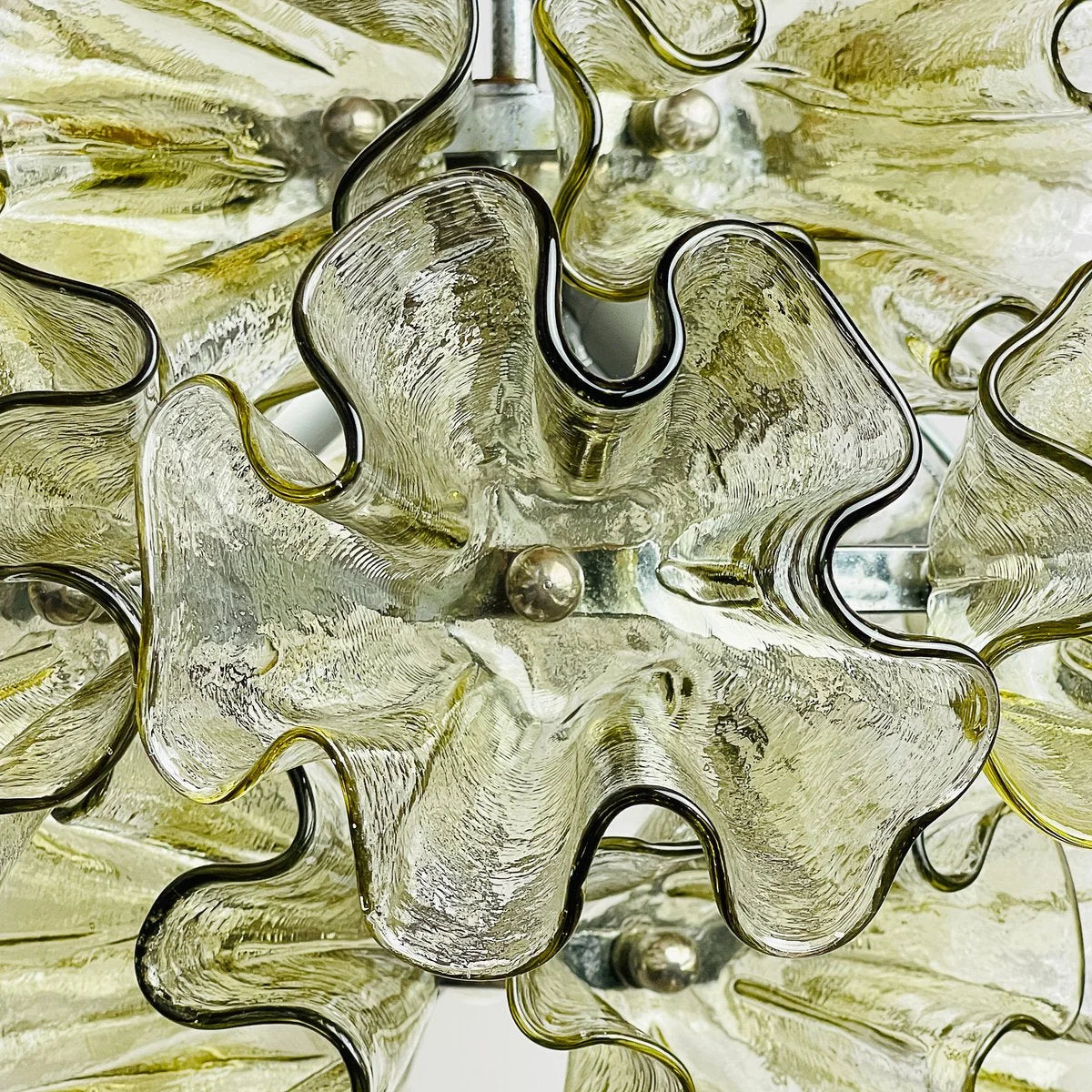 Murano Glass Ruffle Chandelier | Handcrafted Italian Pendant Light | Vintage Inspired Fixture for Dining or Lounge