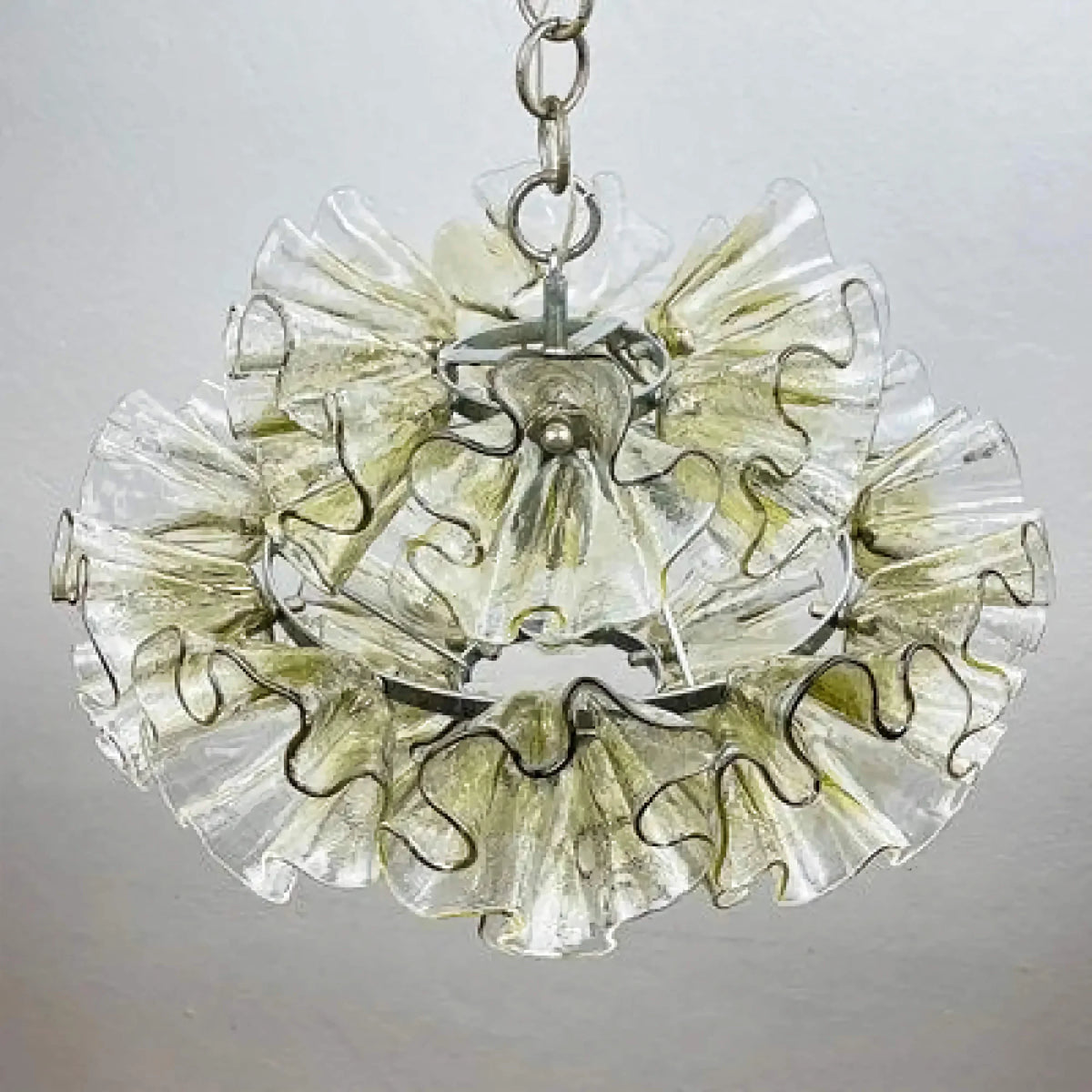 Murano-style Glass Chandelier | Handcrafted Ruffled Floral Pendant 45cm Venetian Tradition Dining Room Casalolalights