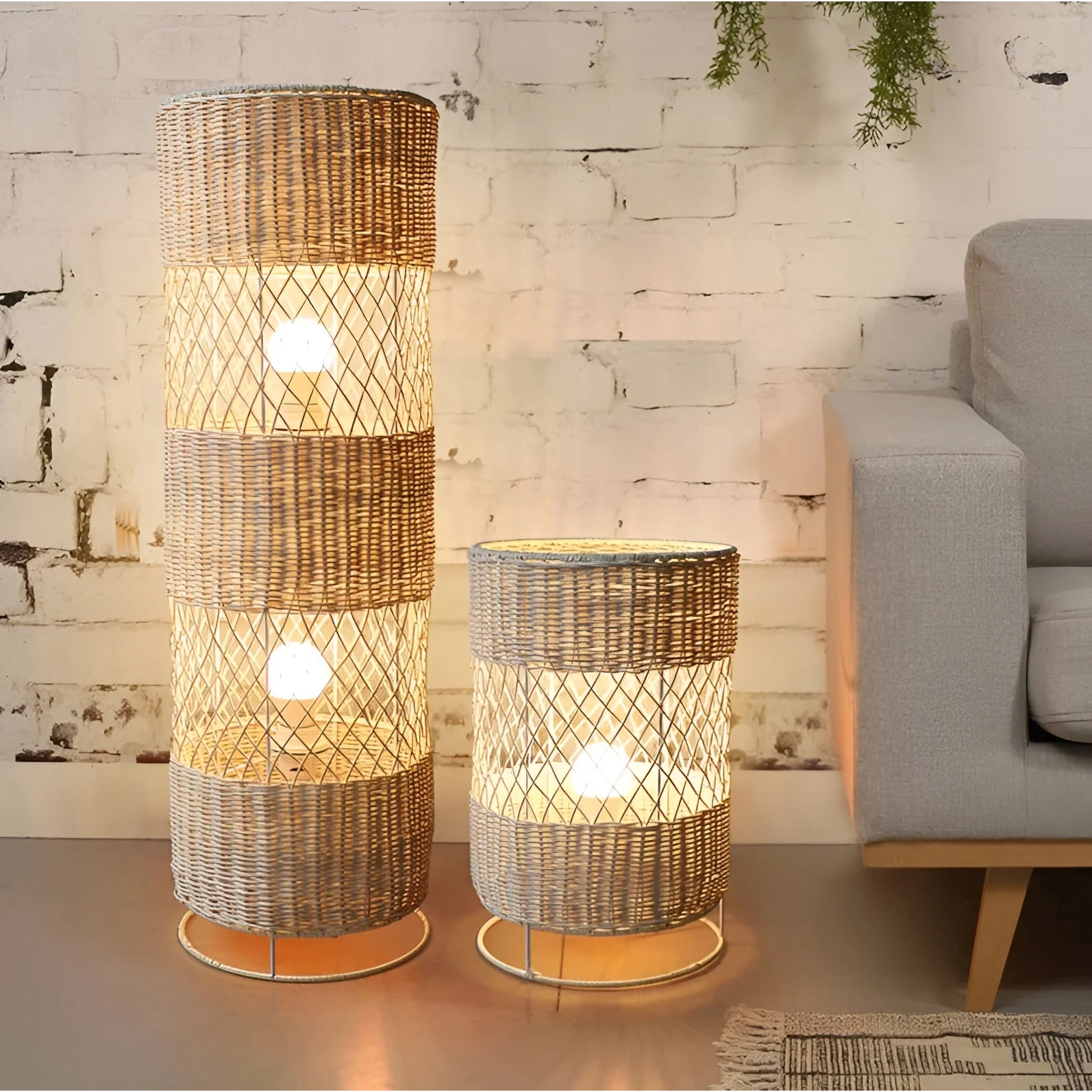 Handcrafted Rattan Lamp Collection Rustic Cottagecore Decor for Living Room