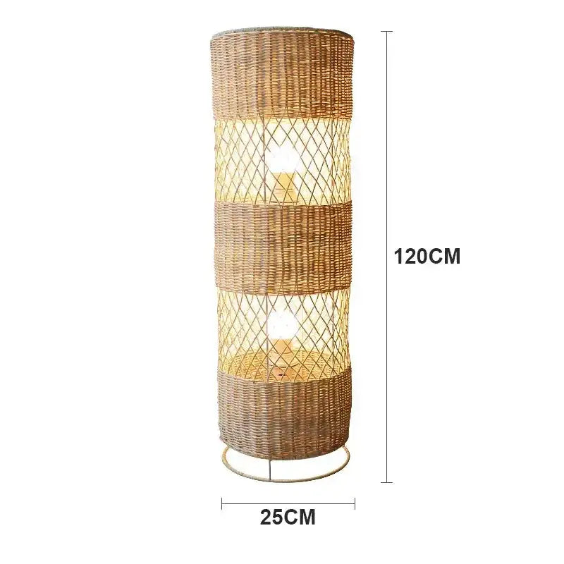 Handcrafted Rattan Lamp Collection Rustic Cottagecore Decor for Living Room - Floor Lamps