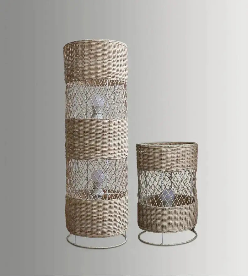 Handcrafted Rattan Lamp Collection Rustic Cottagecore Decor for Living Room - Floor Lamps