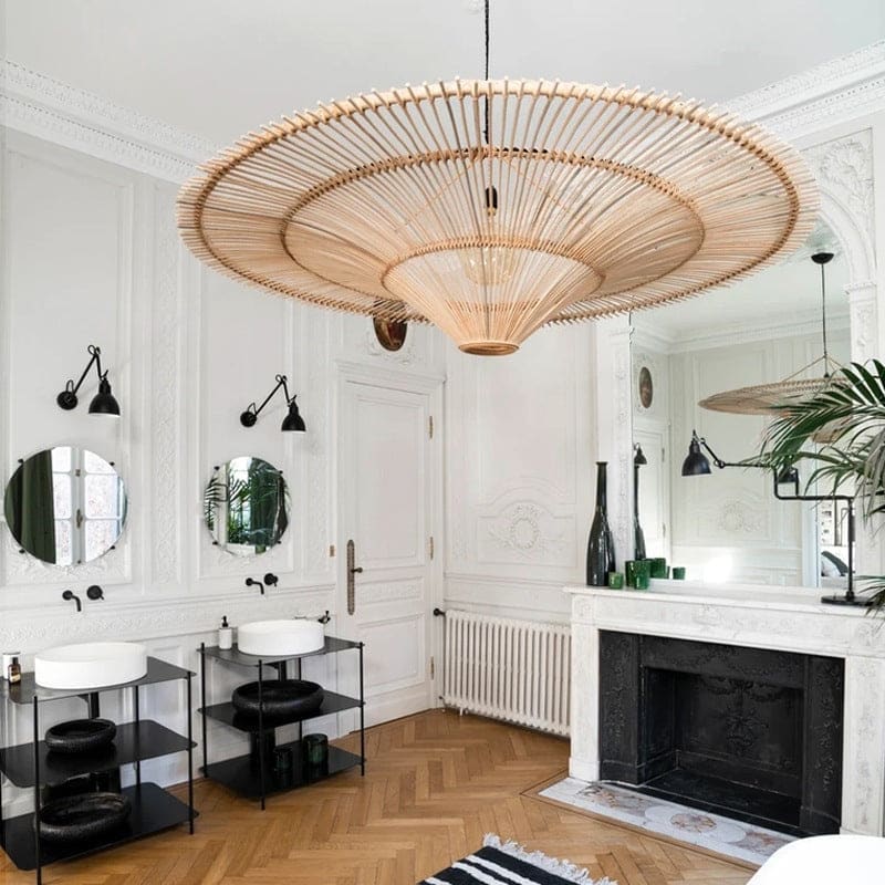 Handcrafted Wicker Pendant Light for Living Room Bedroom Restaurant Bar Lighting - Lamps