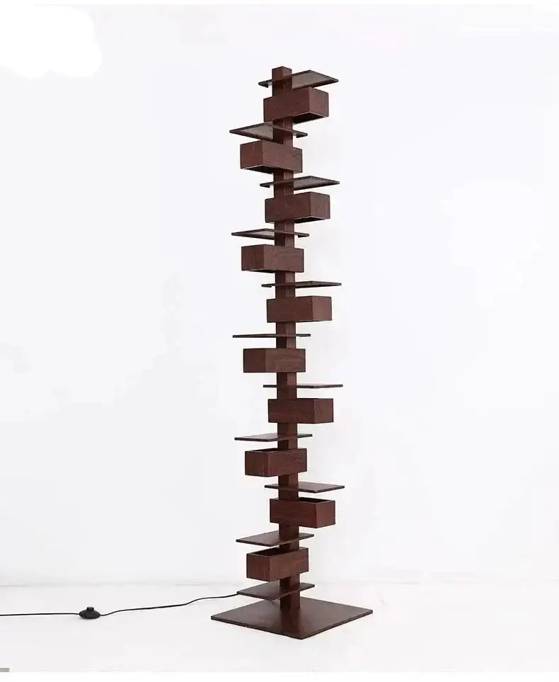 Luxury Designer Handcrafted Wood & Iron Floor Lamp for Living Room - Lamps