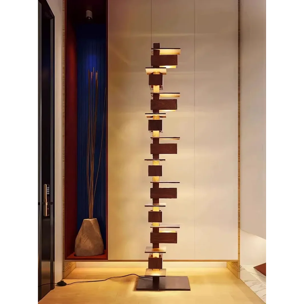 Luxury Designer Handcrafted Wood & Iron Floor Lamp for Living Room