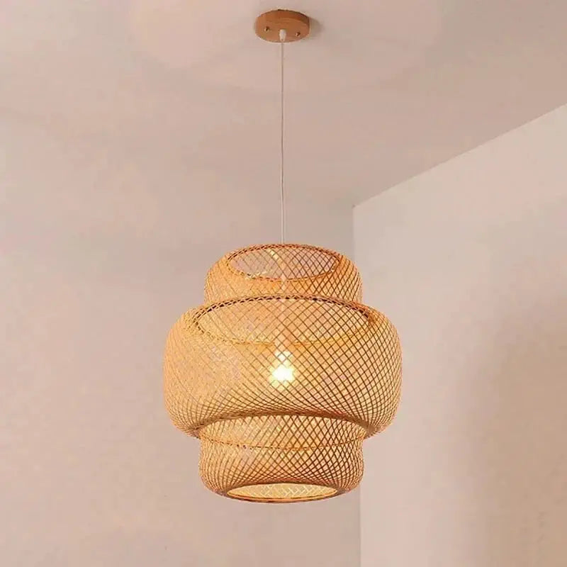 Bamboo Pendant Lighting | Biophilic Japandi Cottagecore Lamp Decor | Handmade Ceiling - Lamps