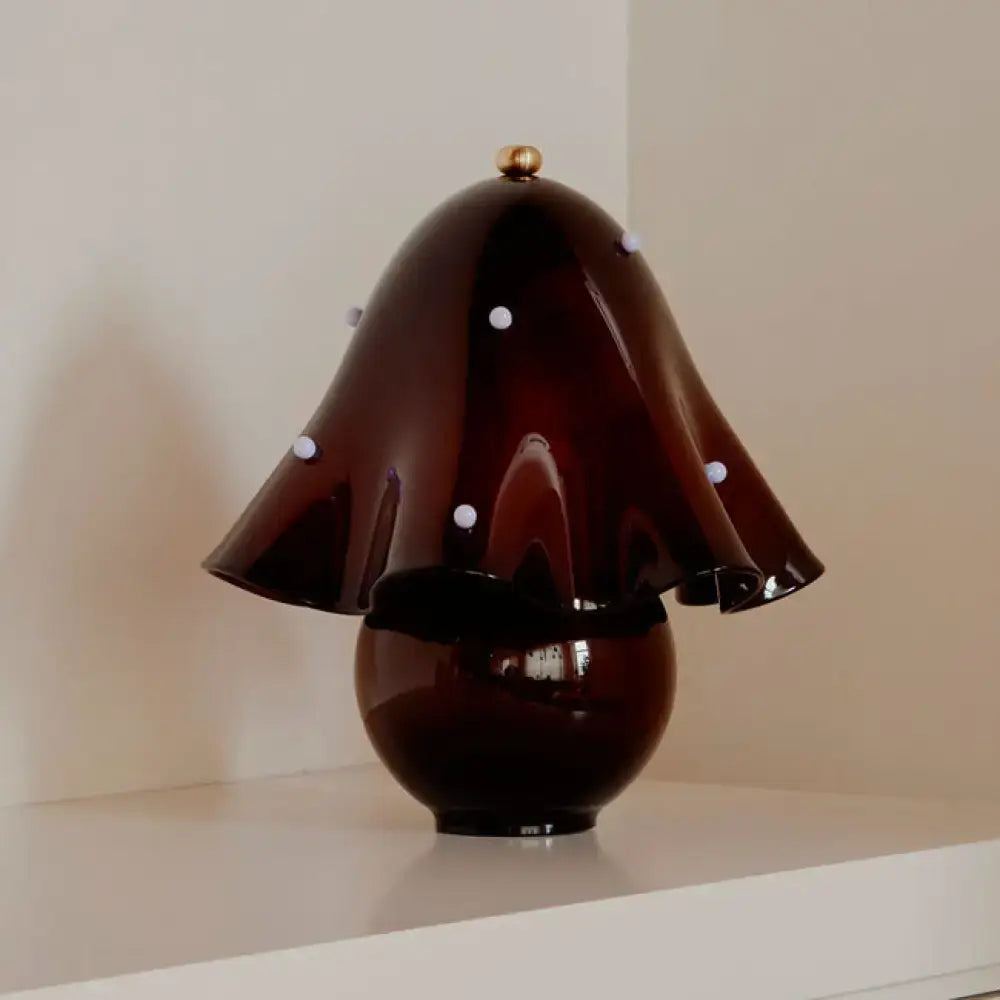 Handmade Glass Table Lamp | French Sculptural Bedside Light - Lamps