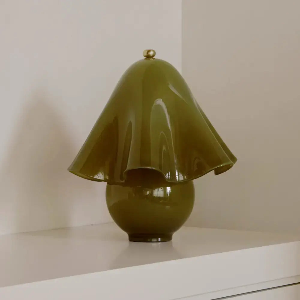 Handmade Glass Table Lamp | French Sculptural Bedside Light - Lamps