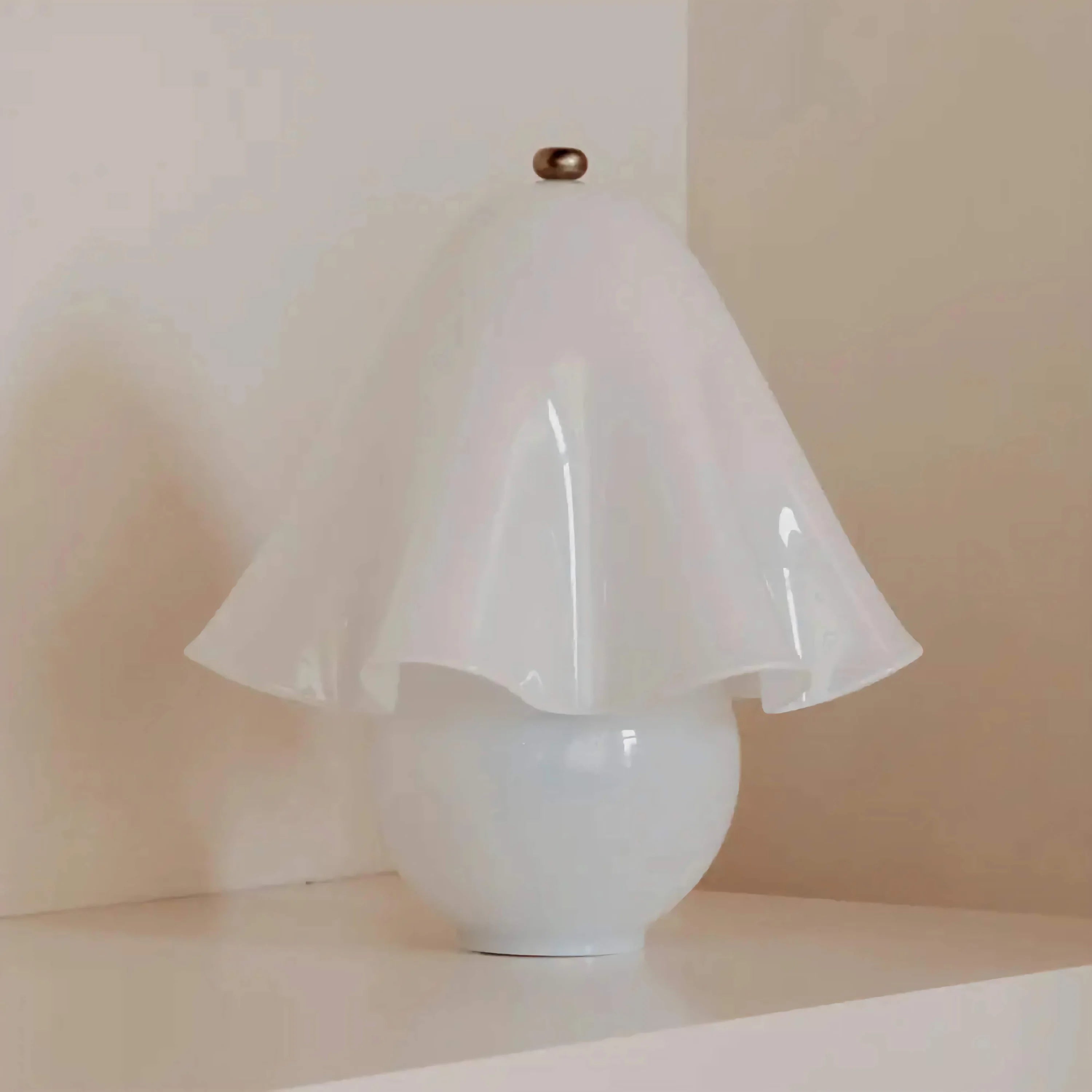 Handmade Glass Table Lamp | French Sculptural Bedside Light