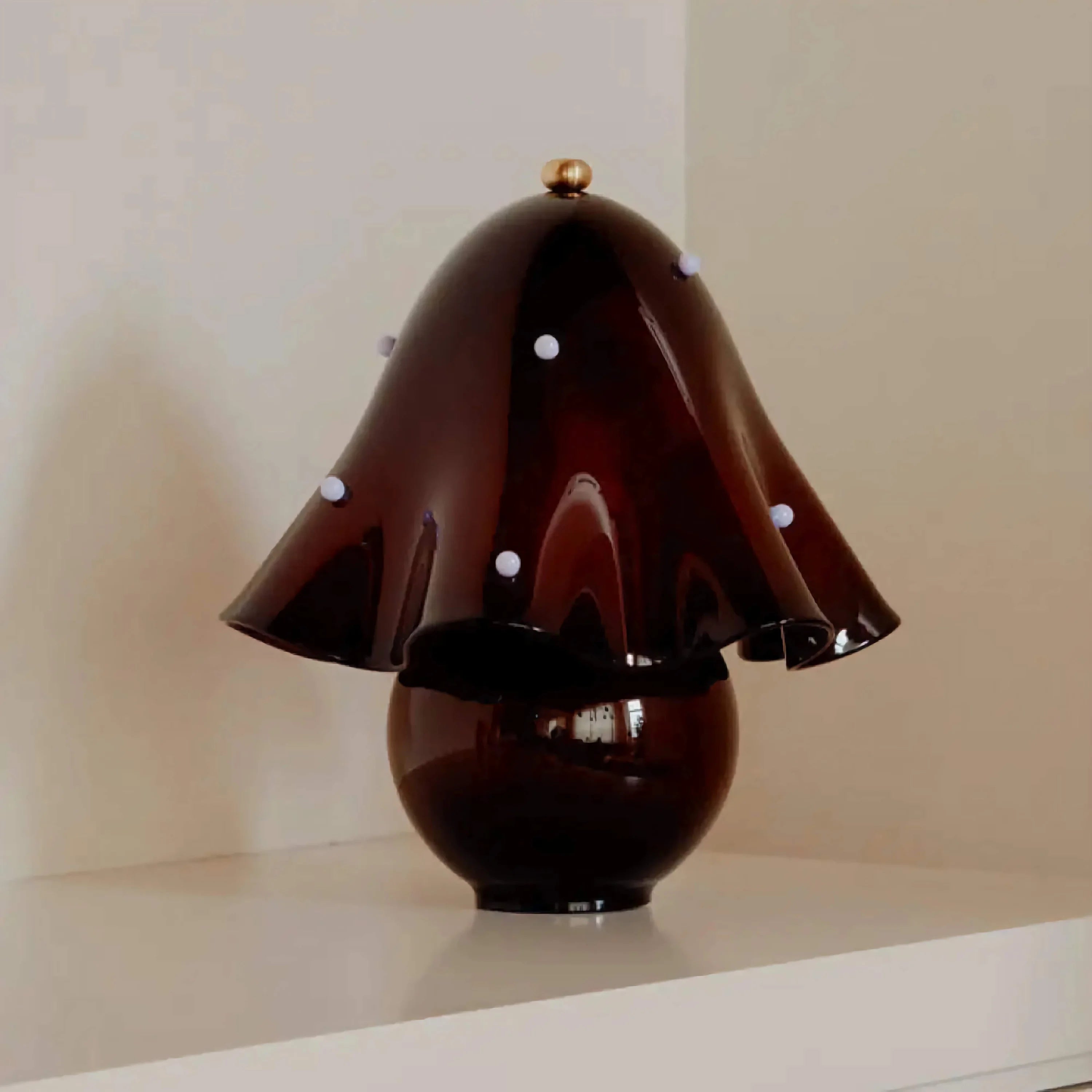 Handmade Glass Table Lamp | French Sculptural Bedside Light