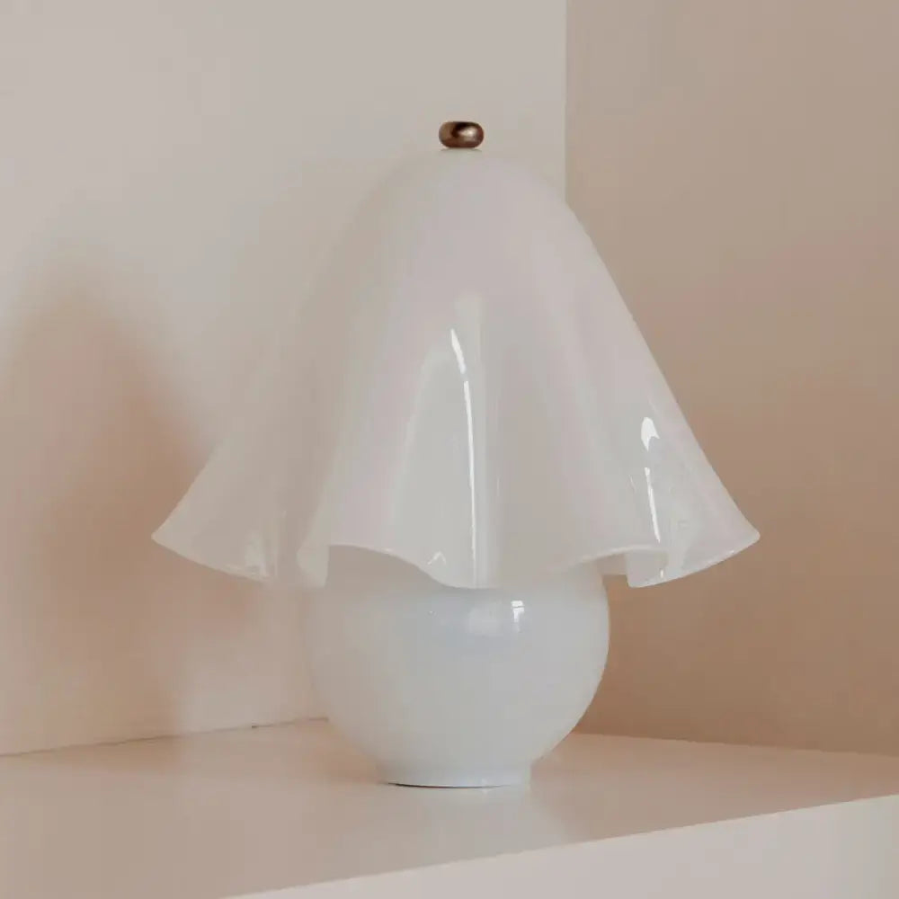 Handmade Glass Table Lamp | French Sculptural Bedside Light - Lamps