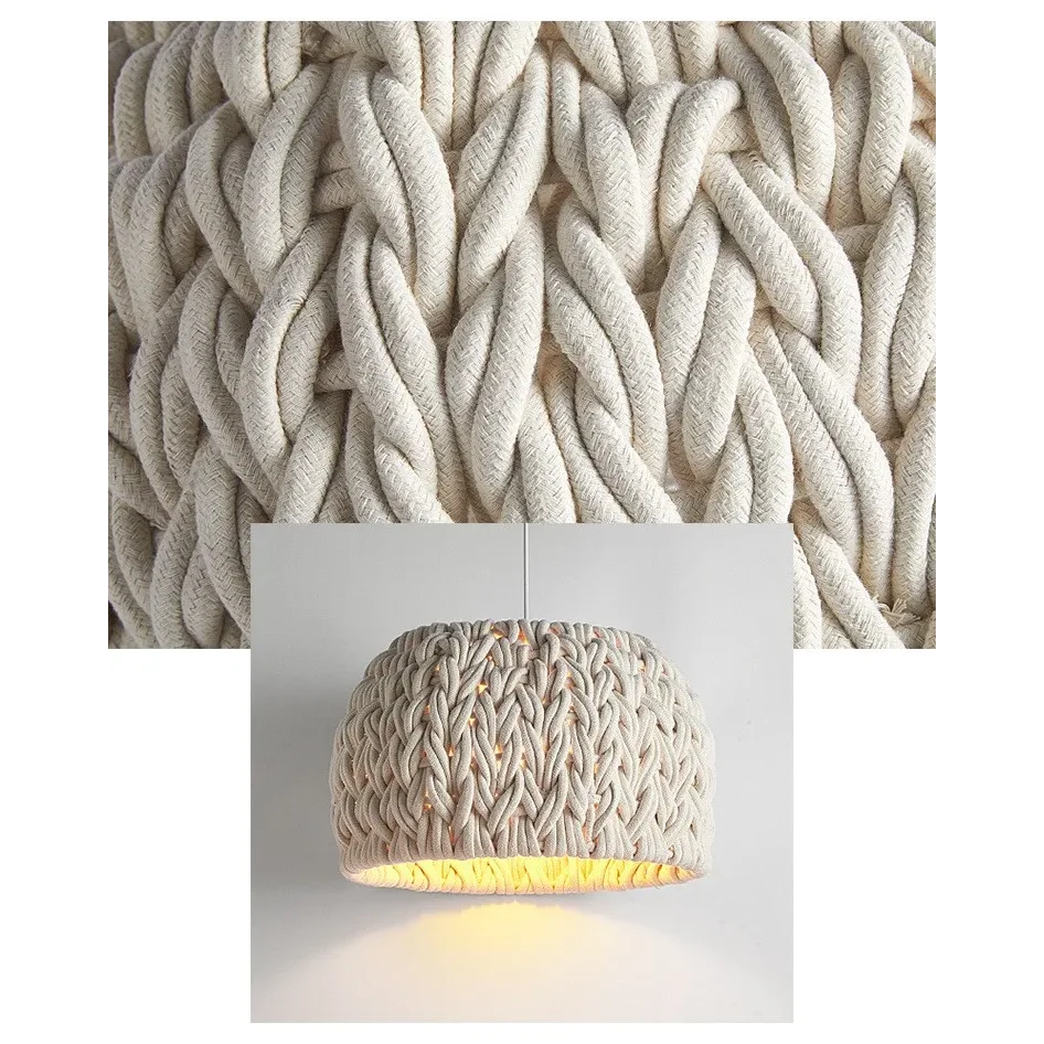 Handmade Knitted Rope Pendant Light for Living Room or Bedroom
