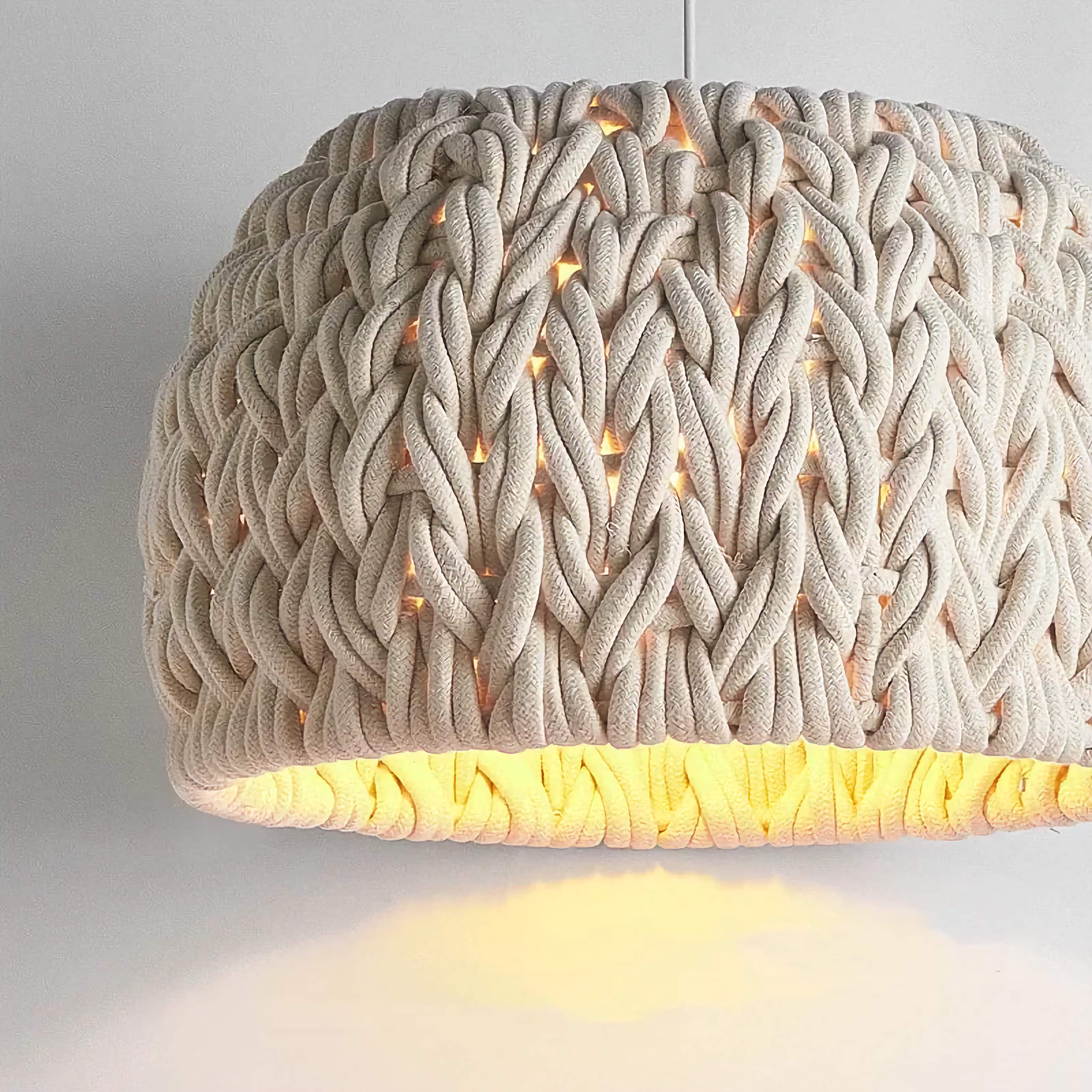 Handmade Knitted Rope Pendant Light for Living Room or Bedroom