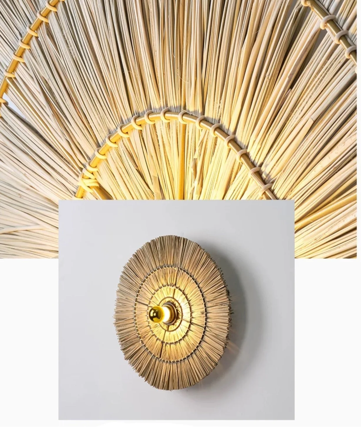 Handmade Straw Wall Lamp - 40 Cm 60 80 Rattan Round Design Casalolalights Luxury Lamps for Interior Designers