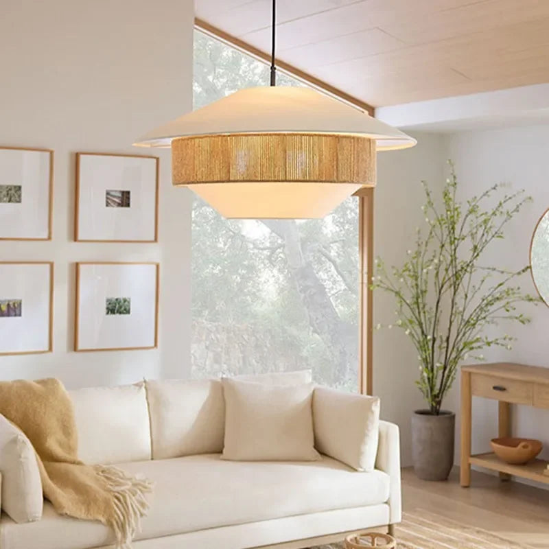 Wicker Pendant Light for Dining Room or Bedroom | Handwoven Linen and 19.7 23.6 31.5 Inch Casalola Lights Luxury Lamps