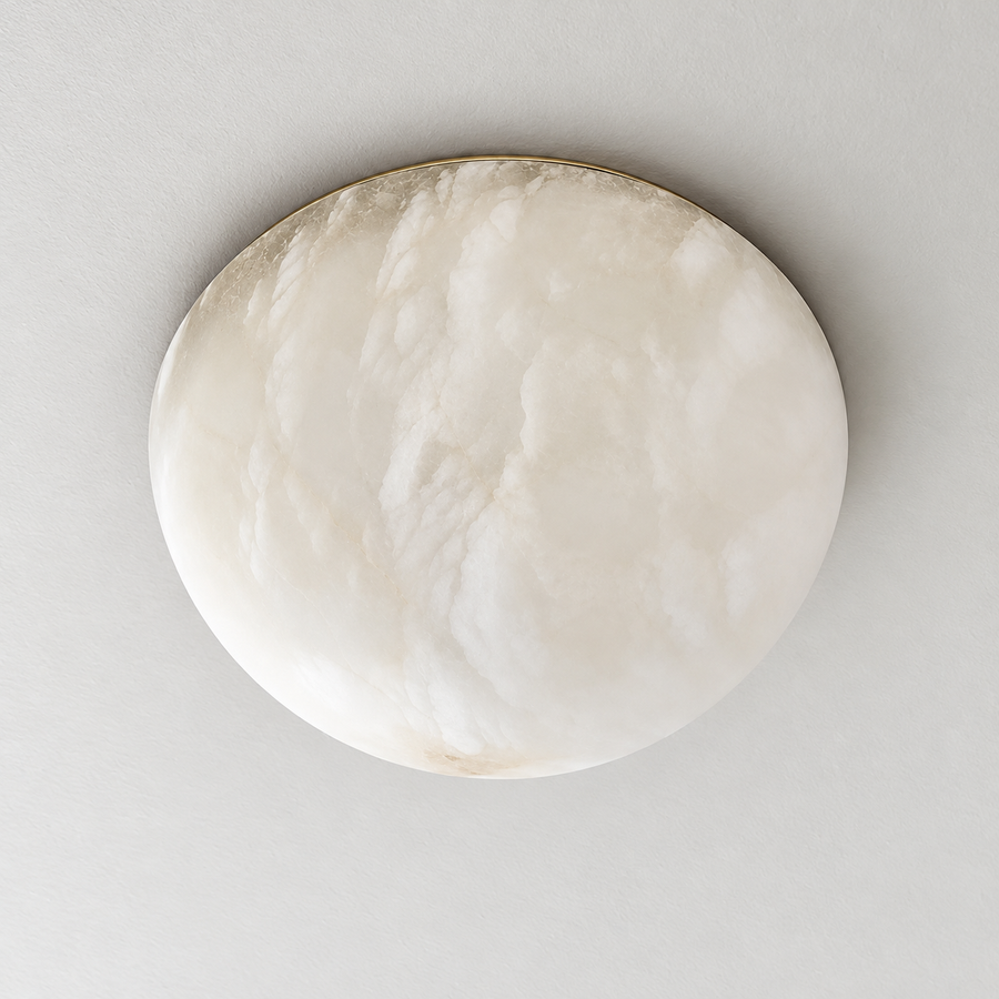 Honed Alabaster Dome Flush Mount