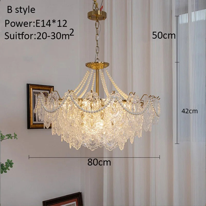Luxury Crystal Chandelier with Copper Base for Modern Victorian Living Room Stairs
