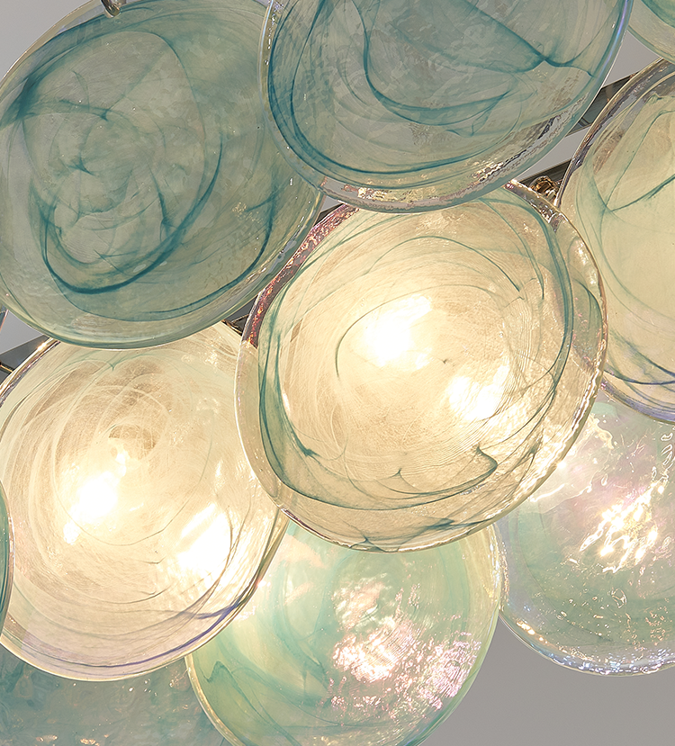 Iridescent Copper Glass Chandelier | Casalola Statement Pendant - Chandeliers
