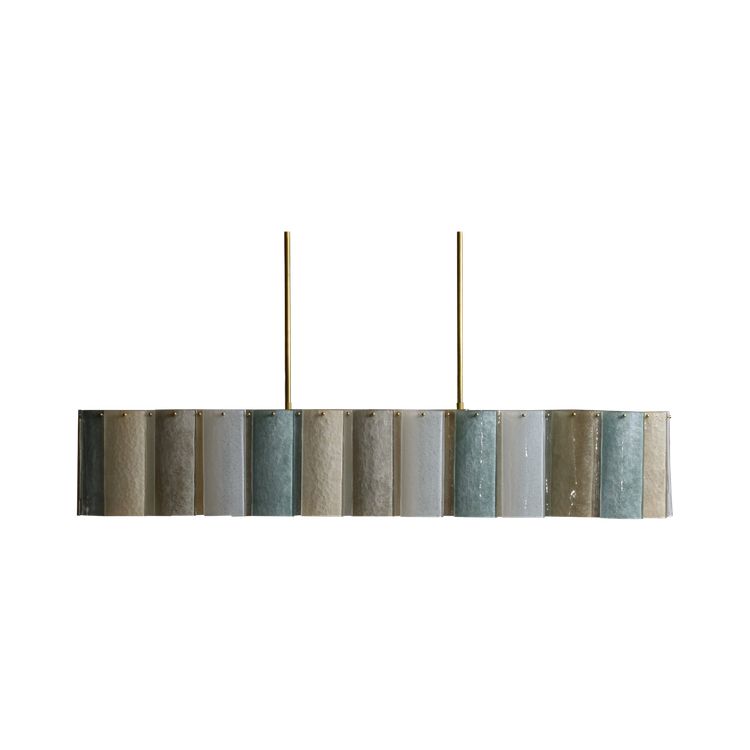 Green Glass Disc Chandelier – Linear Copper Hand-blown Dining Room Casalolalights Luxury Lamps for Interior Designers