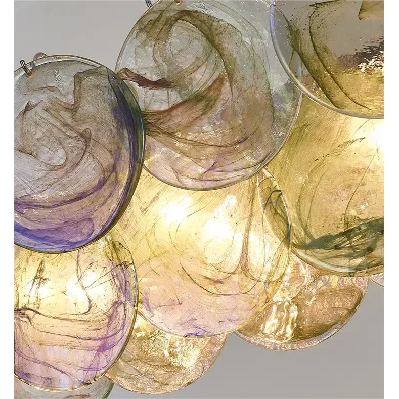 Glass Disc Chandelier – Linear Copper Hand-blown Pendant Light Casalolalights Luxury Lamps for Interior Designers