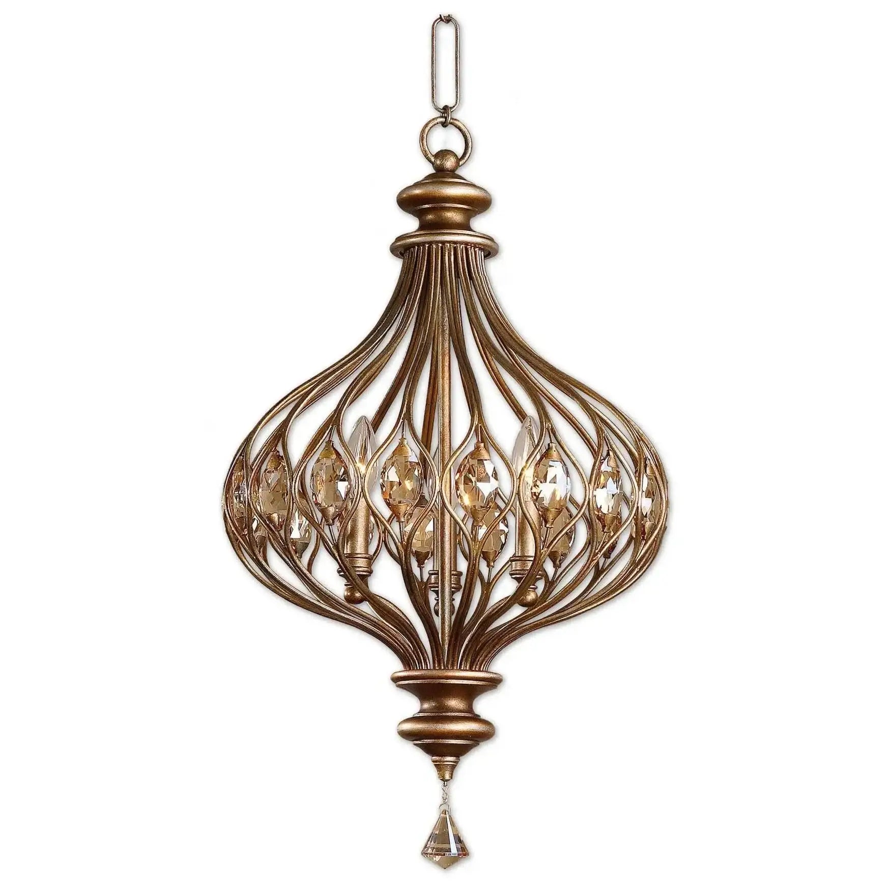 Antique Wrought Iron Crystal Globe Pendant Light | Casalola Lights - Lamps