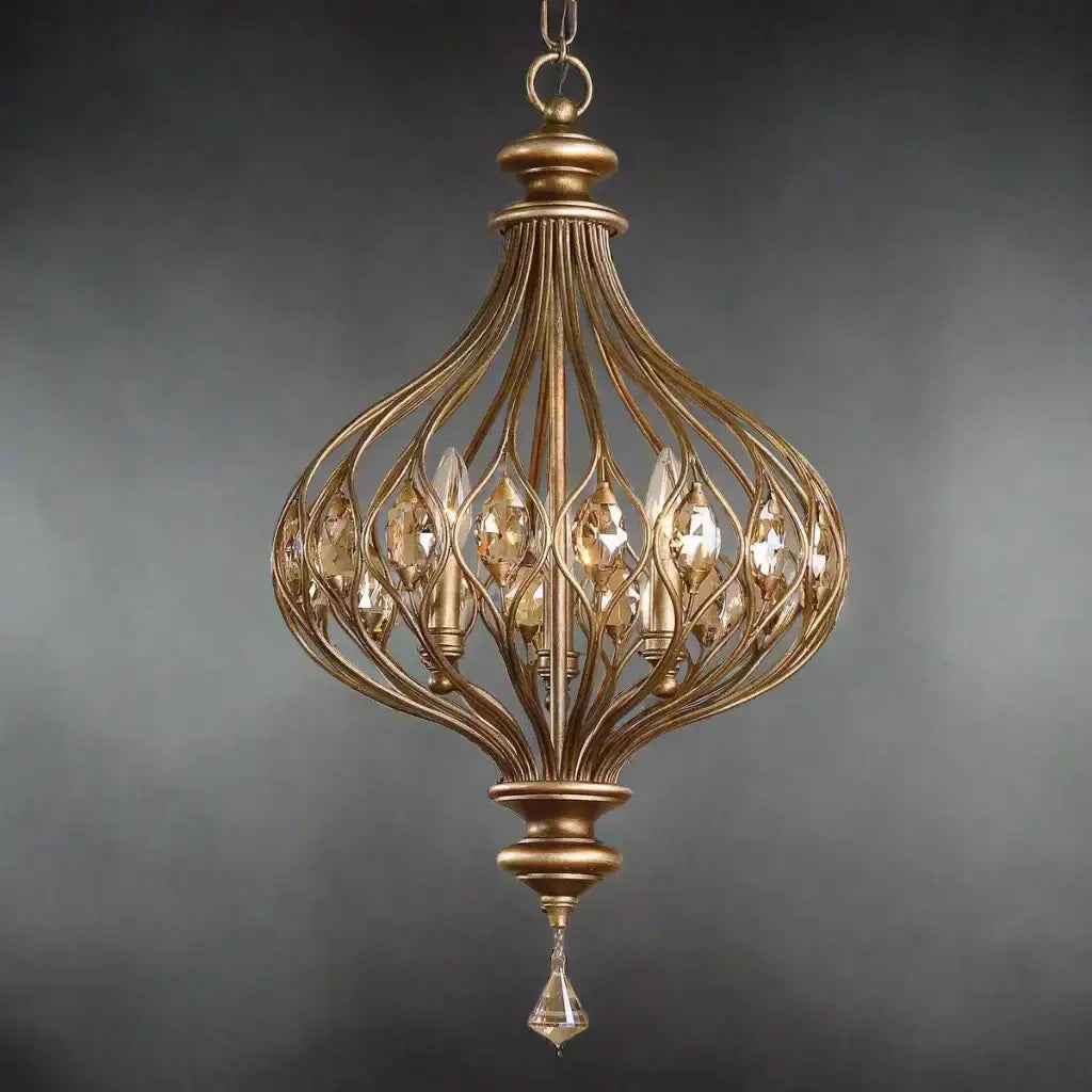 Antique Wrought Iron Crystal Globe Pendant Light | Casalola Lights - Lamps