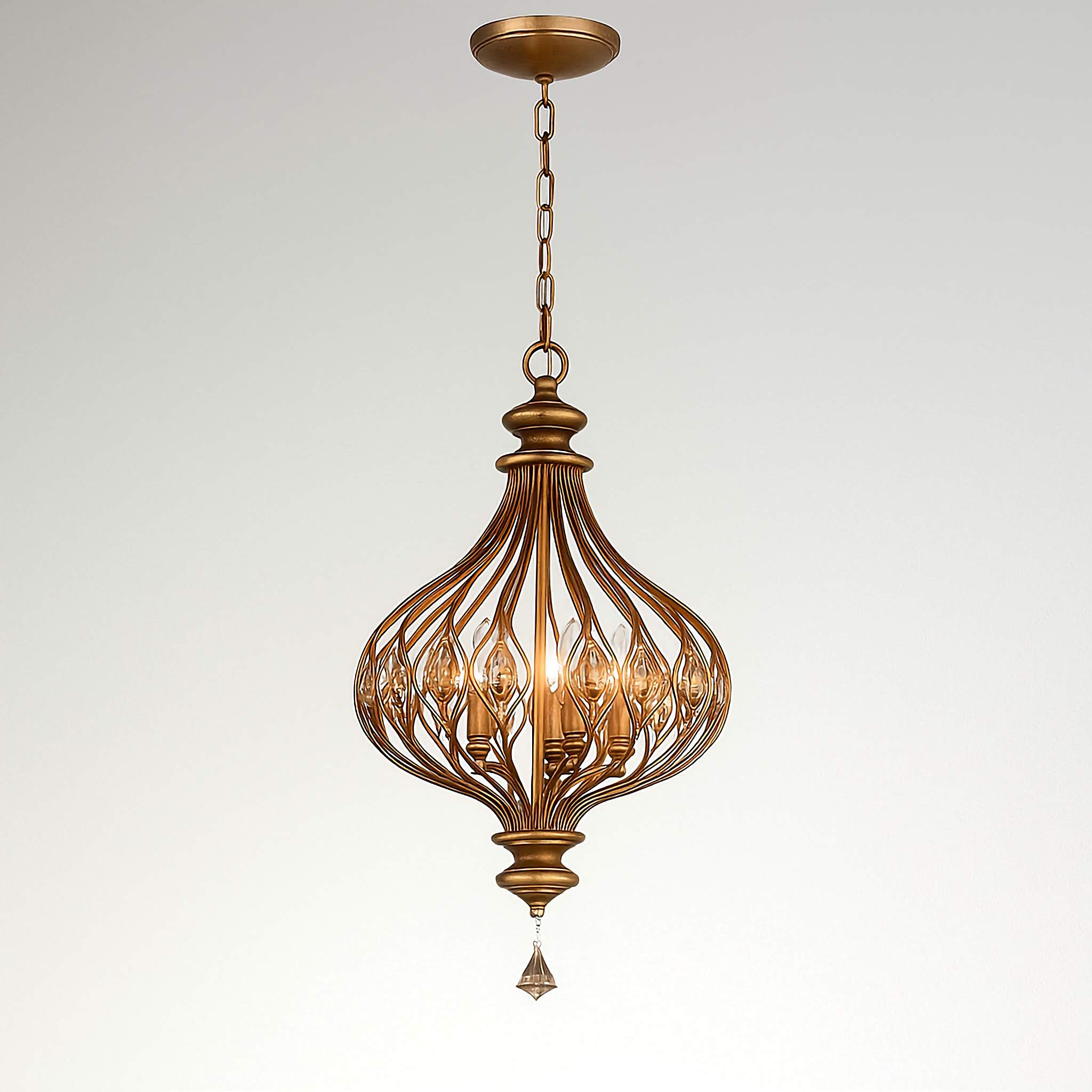 Antique Wrought Iron Crystal Globe Pendant Light | Casalola Lights