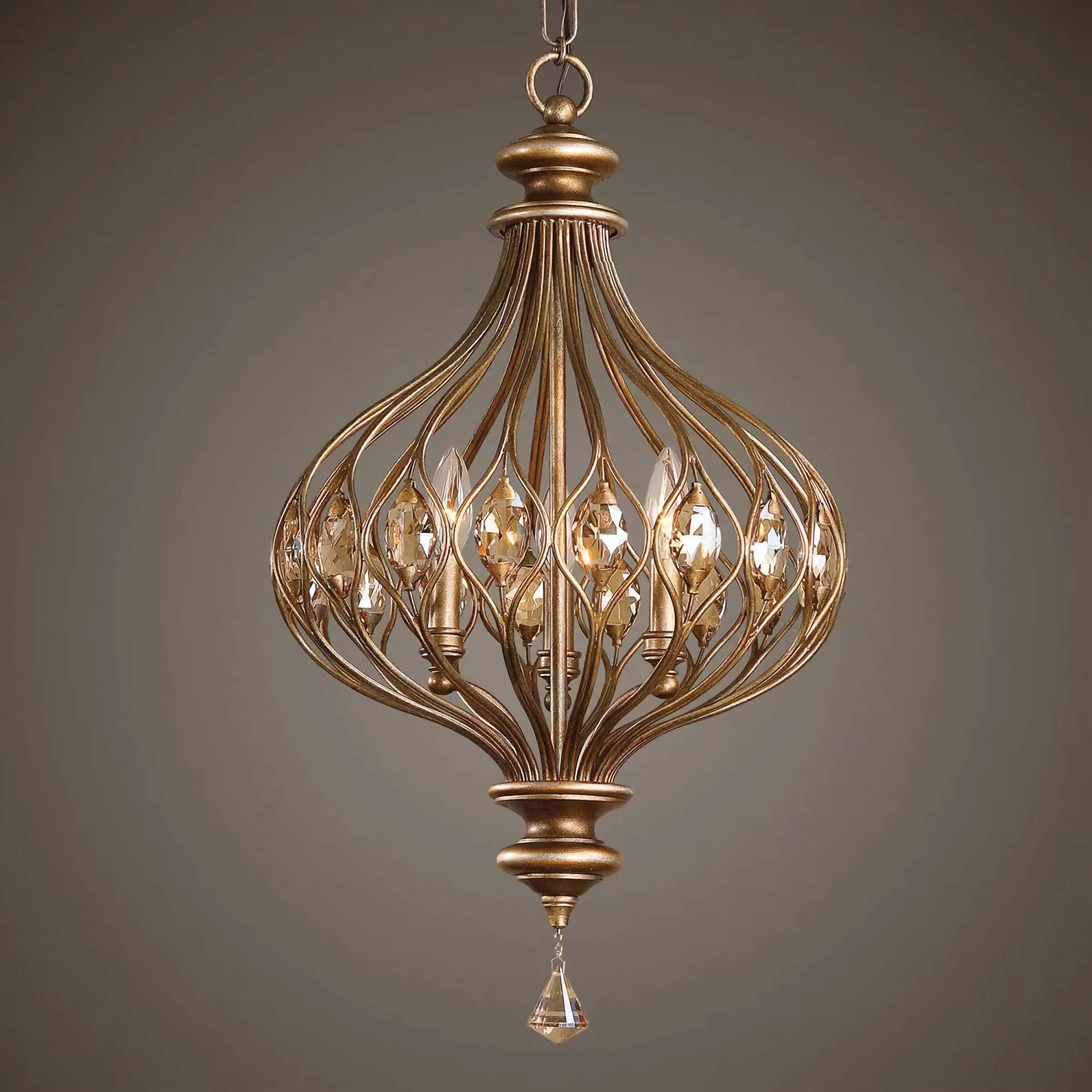 Antique Wrought Iron Crystal Globe Pendant Light | Casalola Lights