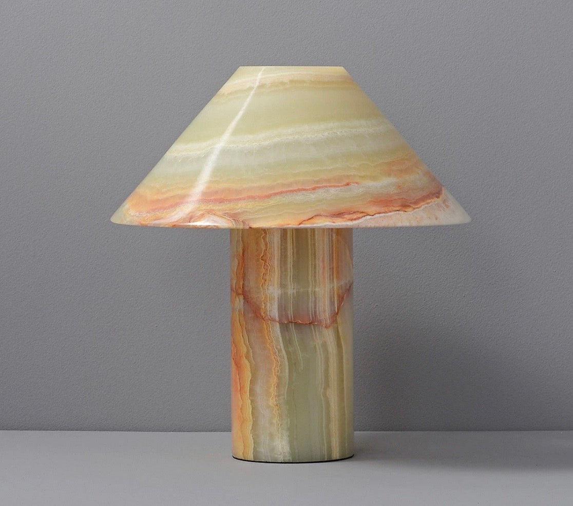 Jade Table Lamp for Bedside and Study | Carved Single Block Semi-translucent Stone 28 Cm Casalola Lights Luxury Lamps