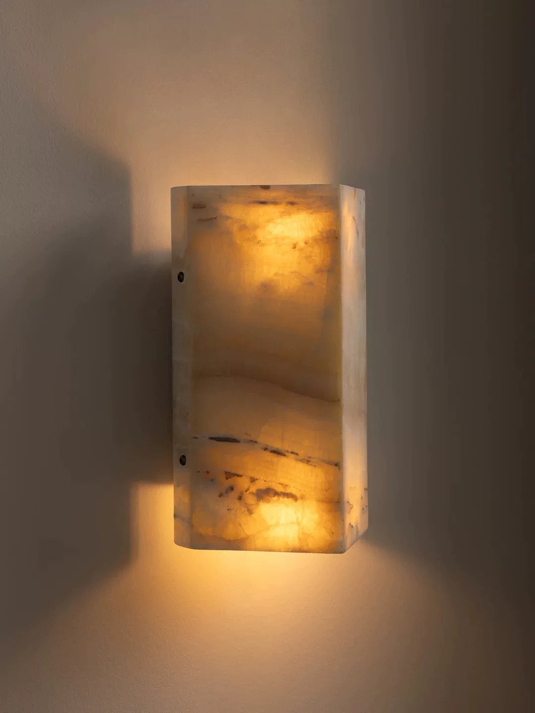 Genuine Jade Block Wall Sconce | Up & Down Hallway Light Fireplace Accent Small Stone 2700k Casalola Lights Luxury