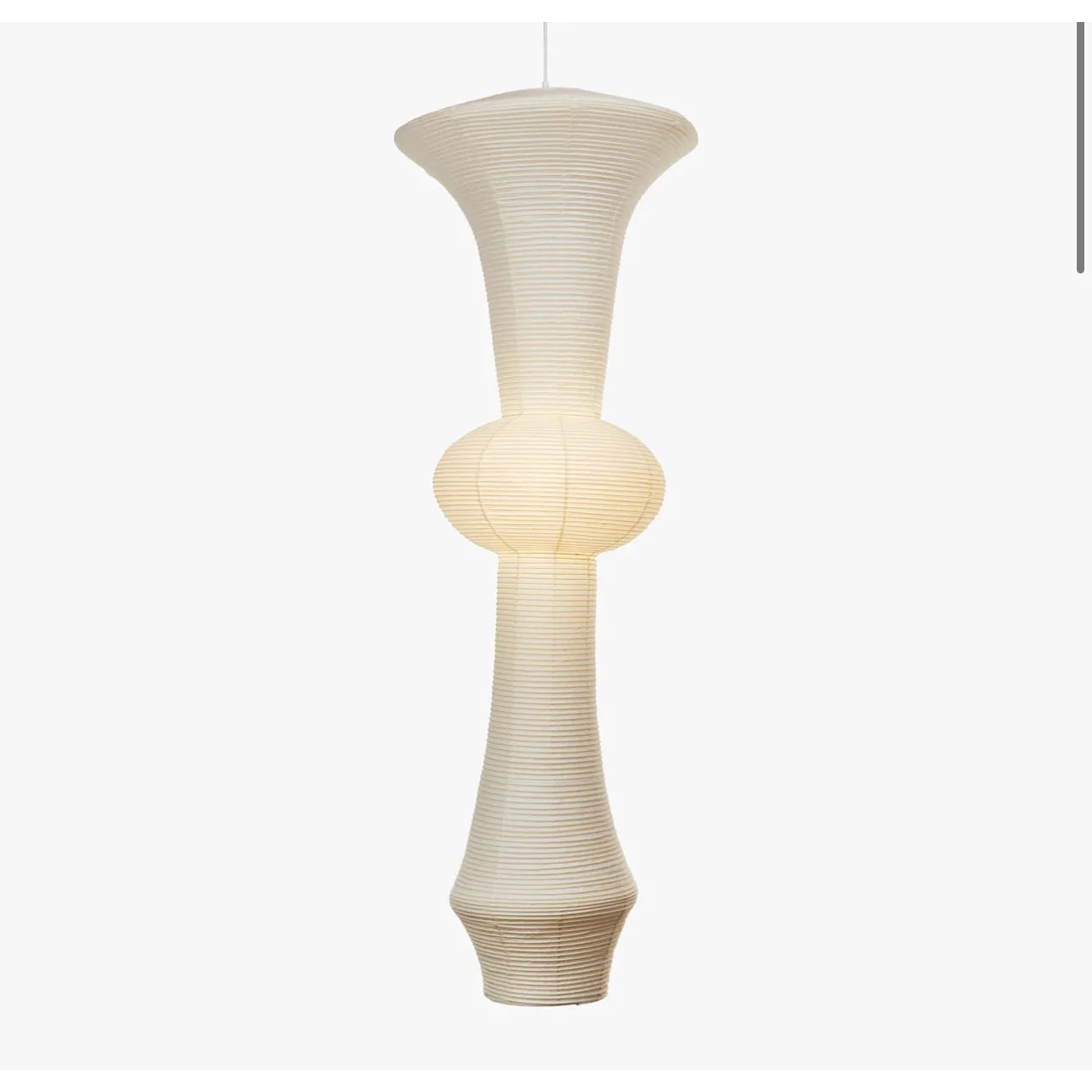 Akari h Pendant Light - Isamu Noguchi Sculptural Paper Lantern Handcrafted Japanese Design Soft Diffused Lighting