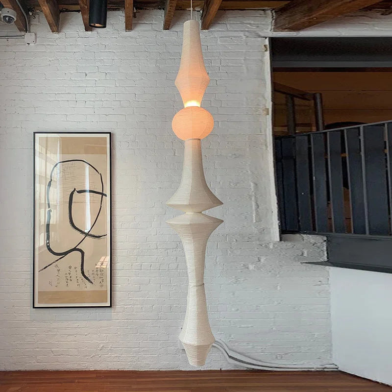 Akari h Pendant Light - Isamu Noguchi Sculptural Paper Lantern Handcrafted Japanese Design Soft Diffused Lighting