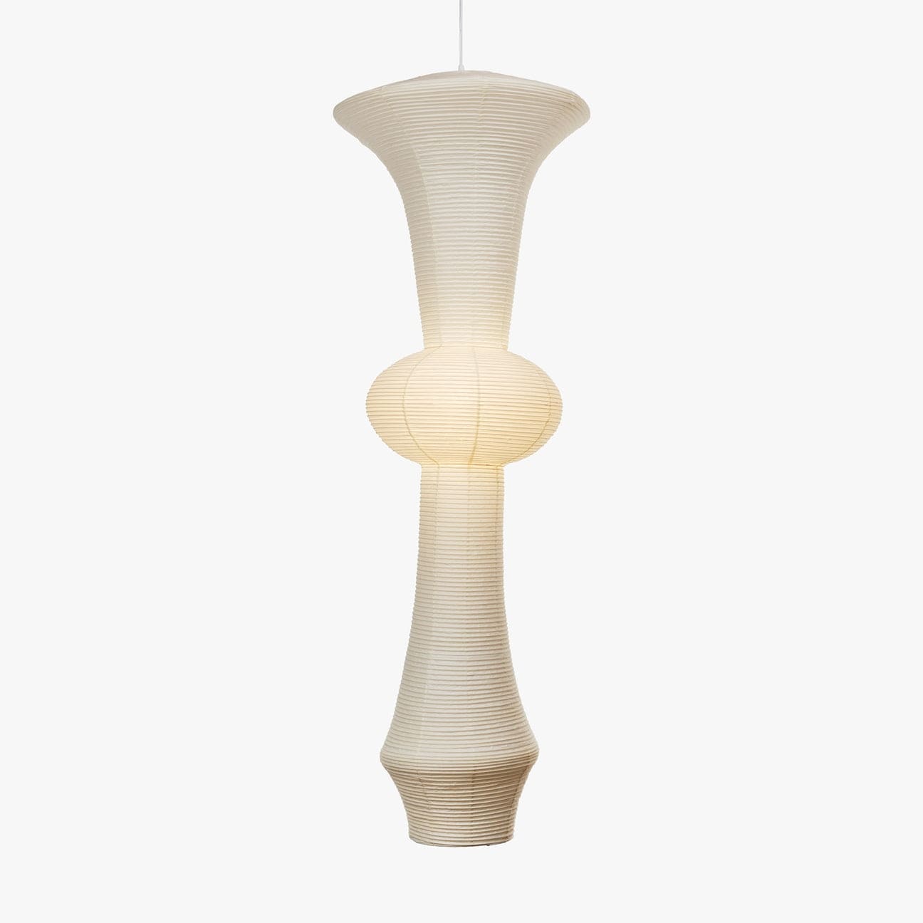 Akari h Pendant Light - Isamu Noguchi Sculptural Paper Lantern Handcrafted Japanese Design Soft Diffused Lighting