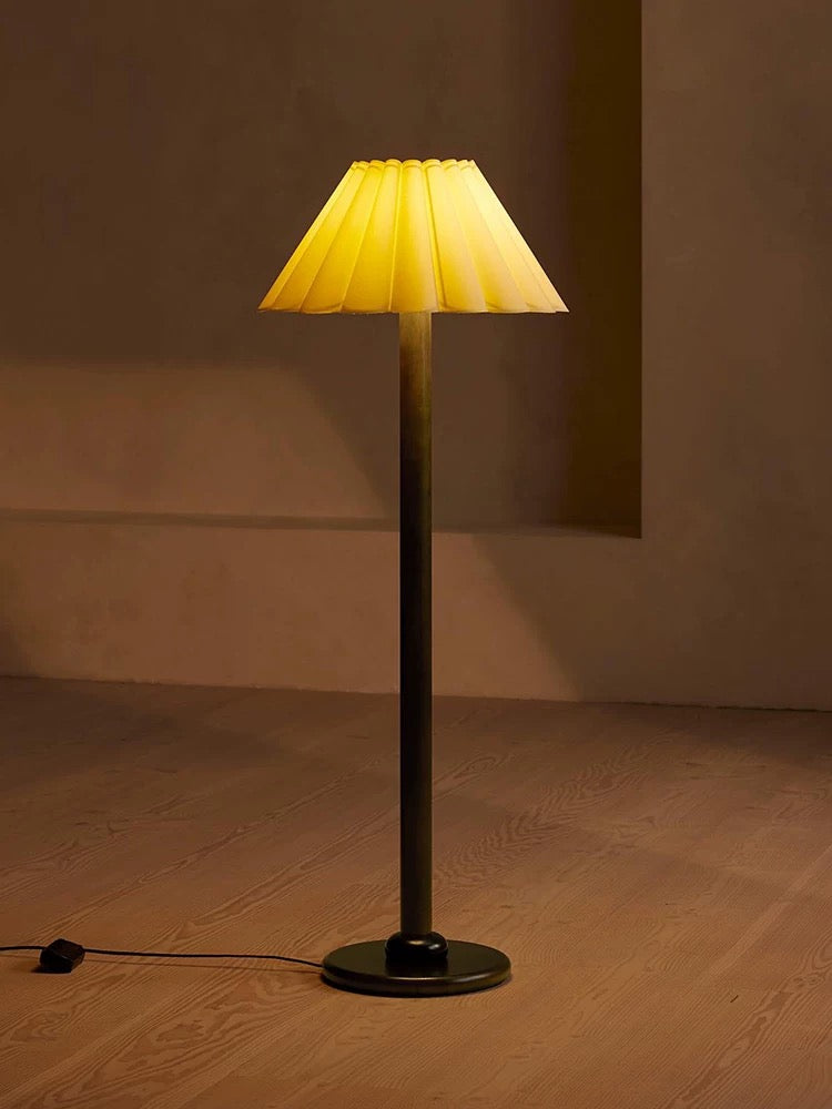 Wood Floor Lamp Pleated Shade | Bedside or Sofa Light 150cm Tall E26/e27 Dimmable Option Japandi Casalola Lights Luxury