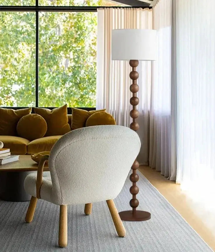Wood Linen Table & Floor Lamp for Modern Minimalism Quiet Luxury Interior - Lamps