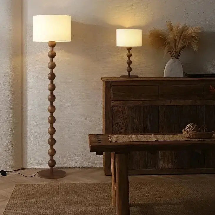 Wood Linen Table & Floor Lamp for Modern Minimalism Quiet Luxury Interior - Lamps