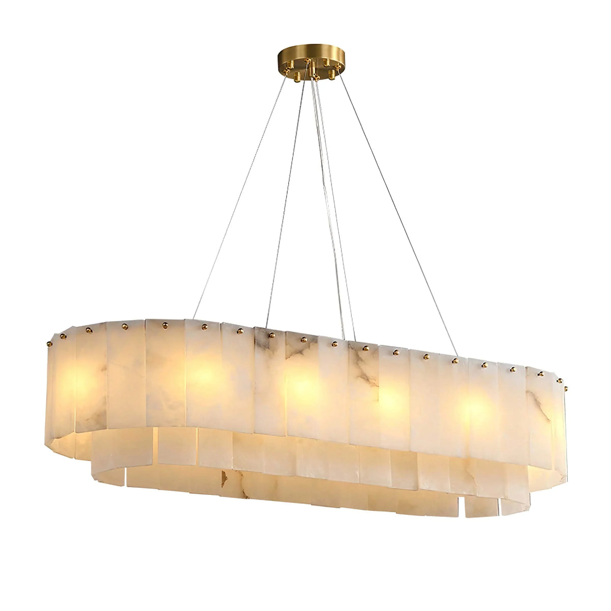 Oval Alabaster Tiered Chandelier | Racetrack Stone-panel Modern Organic Dining & Kitchen Casalolalights Luxury Lamps
