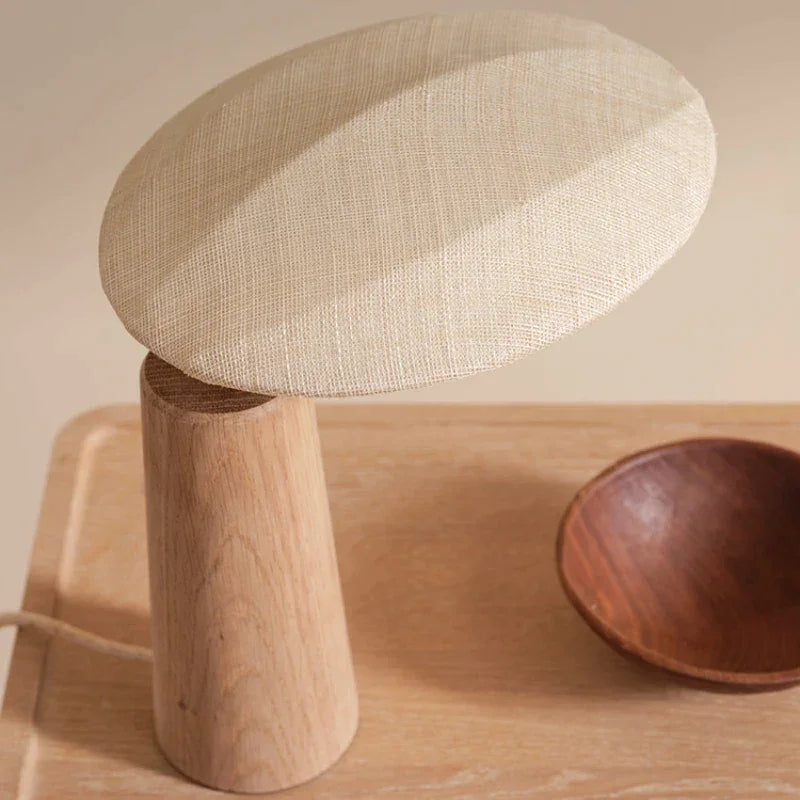 Small Wood Table Lamp for Bedroom and Nightstand | Bedside Reading Fabric Shade Japandi Minimalist Casalola Lights