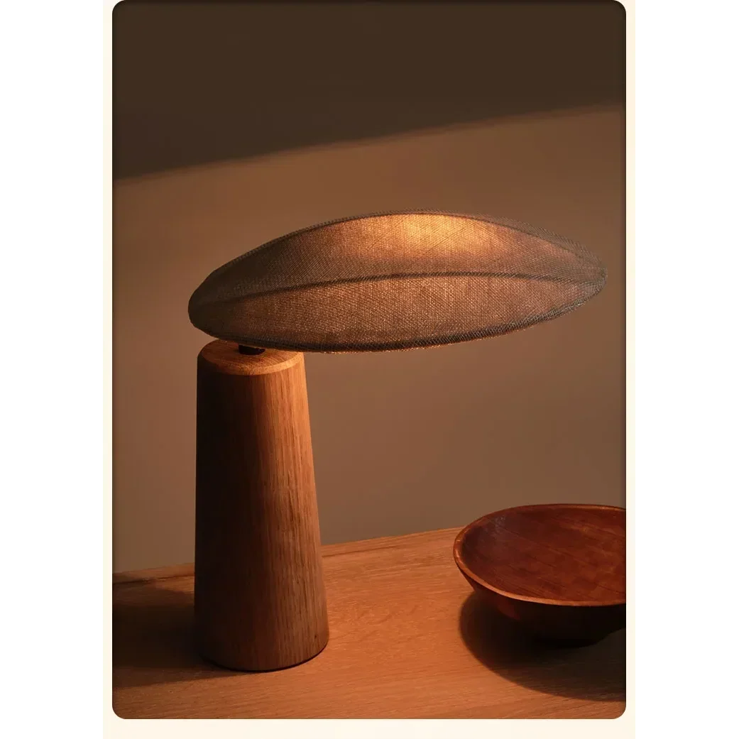 Small Wood Table Lamp for Bedroom and Nightstand | Bedside Reading Fabric Shade Japandi Minimalist Casalola Lights
