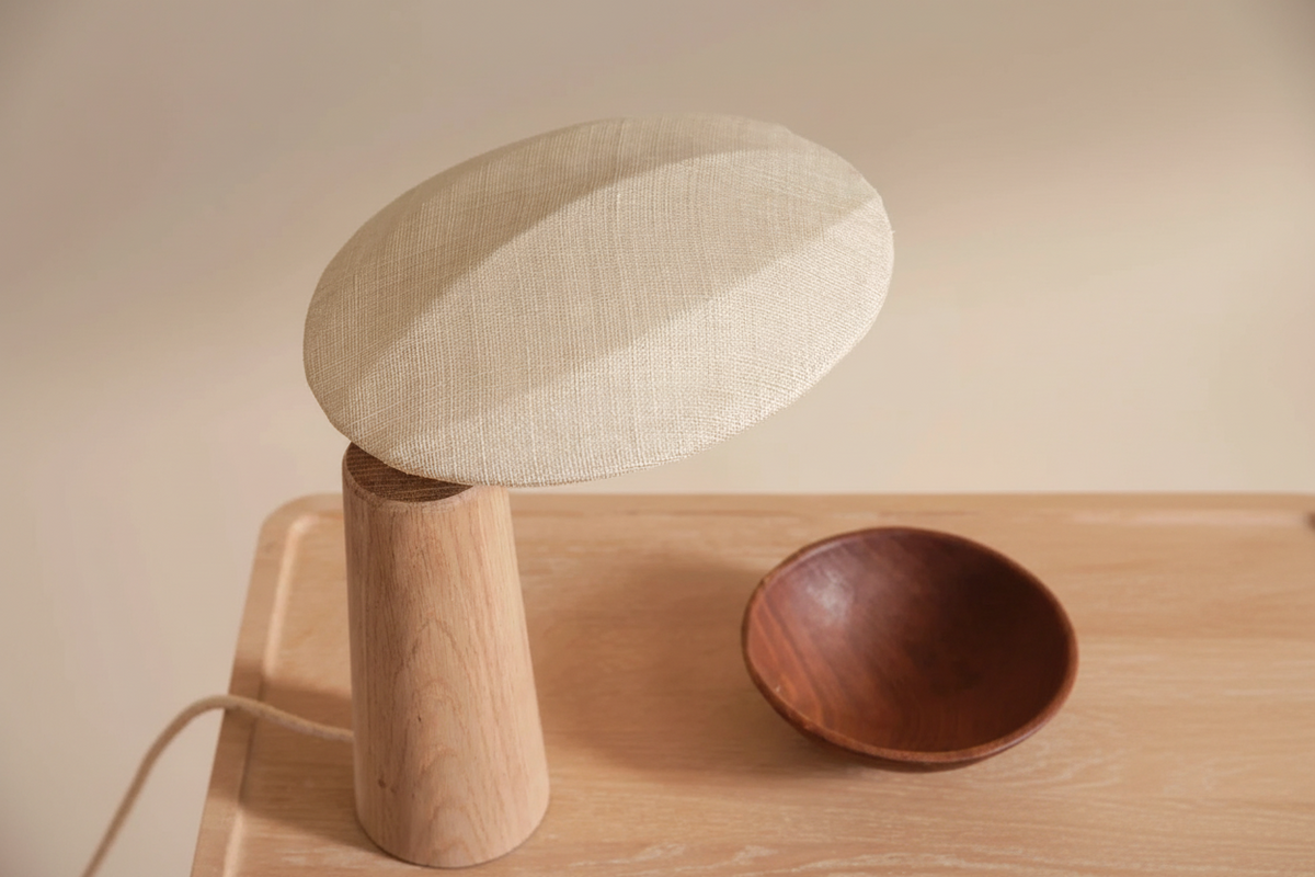 Small Wood Table Lamp for Bedroom and Nightstand | Bedside Reading Fabric Shade Japandi Minimalist Casalola Lights