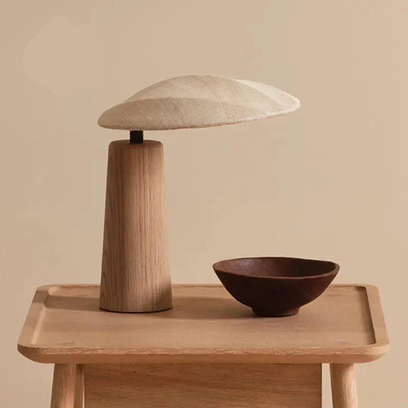 Small Wood Table Lamp for Bedroom and Nightstand | Bedside Reading Fabric Shade Japandi Minimalist Casalola Lights