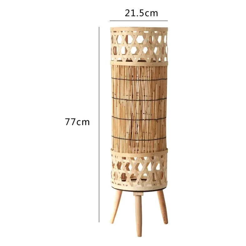 Sculptural bamboo floor lamp in a reading corner