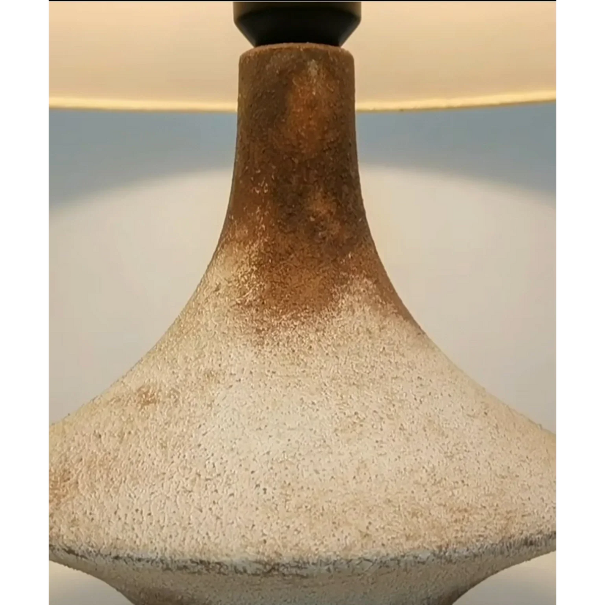 Brown Ceramic Table Lamp for Bedroom and Living Room | Bedside Earthenware Linen Shade Rustic Casalola Lights Luxury