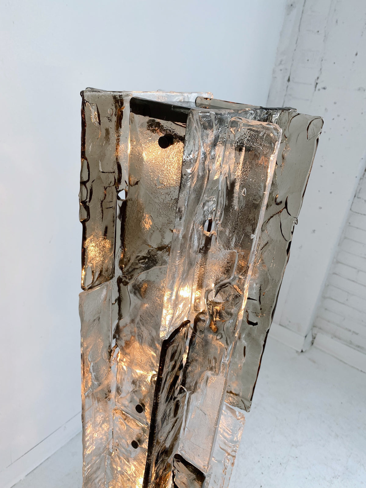 Murano Glass Column Floor Lamp Brutalist Light Totem Stainless Steel Base 145cm Casalolalights Luxury Lamps