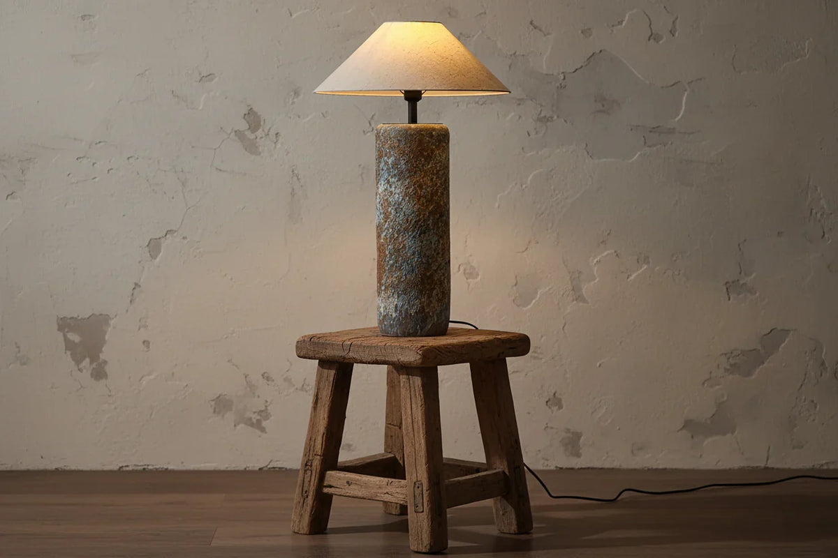 Large Ceramic Table Lamp for Living Room and Entryway Console | Tall Matte Wabi Sabi Dimmable Option Casalola Lights