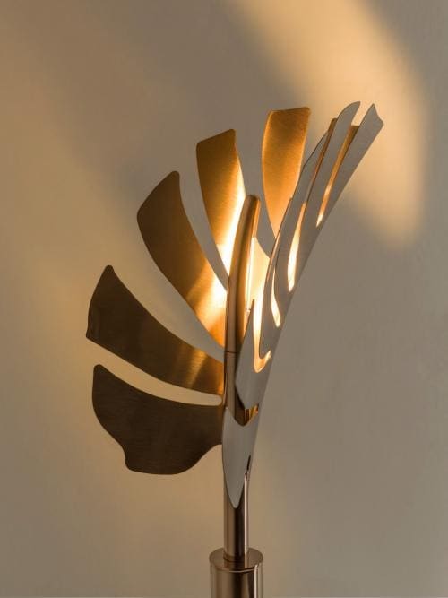 Sculptural Leaf Table Lamp | Artistic Marble & Metal Lighting - Lamps