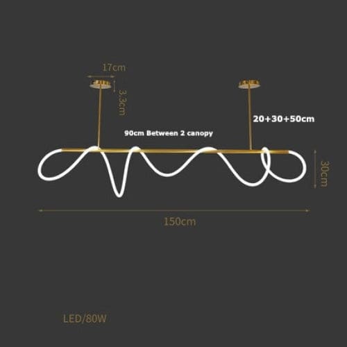 Luke Linear Ceiling Lamp | Silicone Flexible Led Pendant Light | Modern Dining Room - Semi-flush Mounts