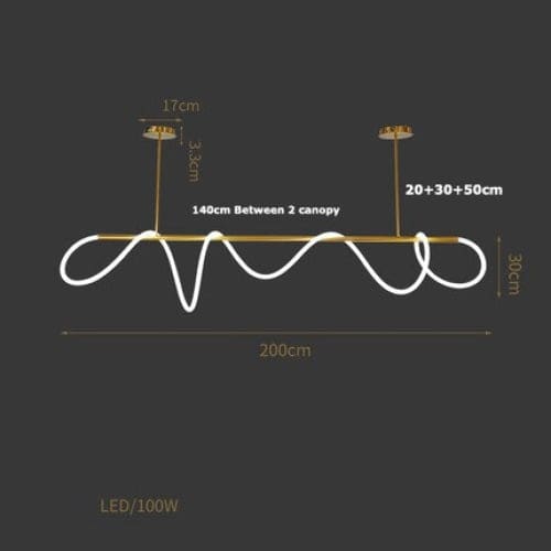 Luke Linear Ceiling Lamp | Silicone Flexible Led Pendant Light | Modern Dining Room - Semi-flush Mounts