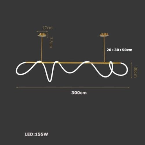 Luke Linear Ceiling Lamp | Silicone Flexible Led Pendant Light | Modern Dining Room - Semi-flush Mounts