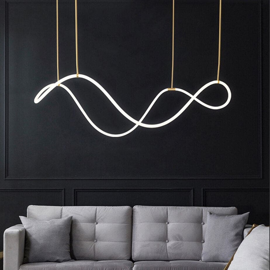 Luke Linear Ceiling Lamp | Silicone Flexible Led Pendant Light | Modern Dining Room - Semi-flush Mounts